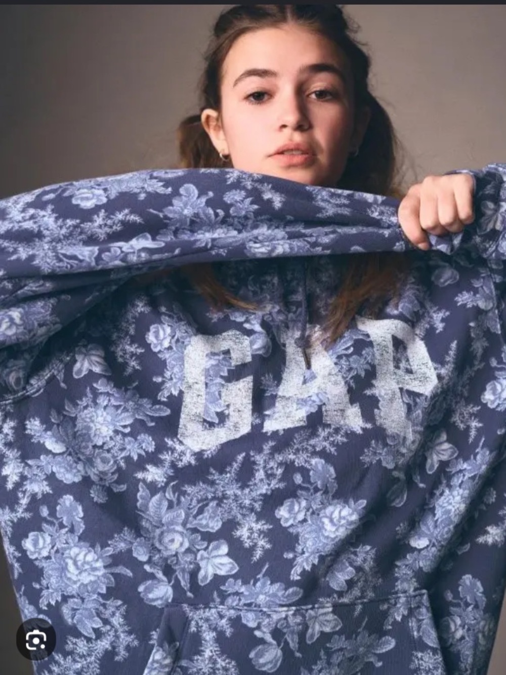 Gap Loveshackfancy Logo Hoodie Blue Floral Toile XXXL Tall VGC - Picture 5 of 8